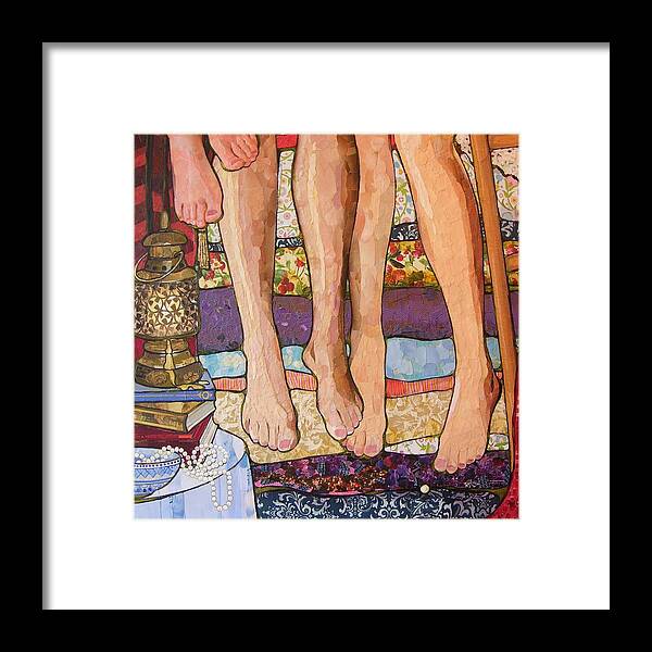 Women Framed Print featuring the mixed media Sleepless Sisters by Robin Birrell