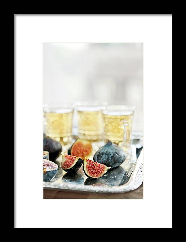 Switzerland Framed Print featuring the photograph Sliced Fresh Figs With Herbal Tea by A.y. Photography
