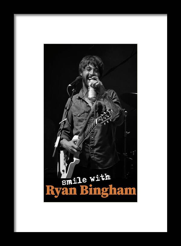 Rock And Roll Framed Print featuring the photograph Smile with Ryan Bingham BW by Micah Offman
