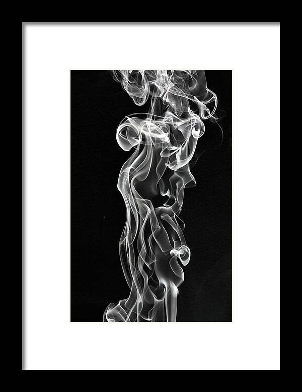 Curve Framed Print featuring the photograph Smoke Rising On A Black Background by Joshuaholder