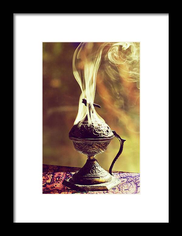 Hole Framed Print featuring the photograph Smoking Incense Burner by Laura George