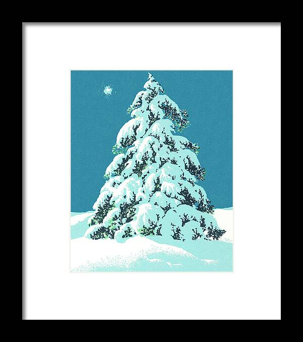 Campy Framed Print featuring the drawing Snow Covered Evergreen Tree by CSA Images