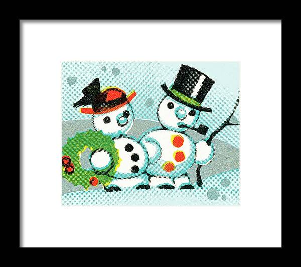 Campy Framed Print featuring the drawing Snow people by CSA Images