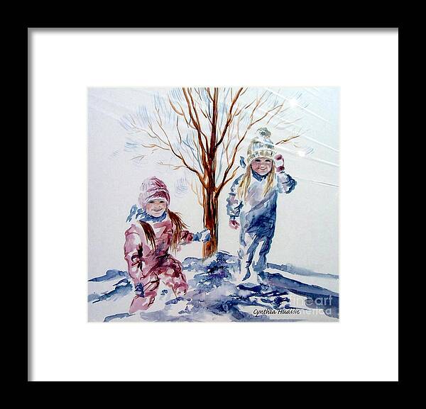 Snow Suits Framed Print featuring the painting Snow Suits by Cynthia Hudson