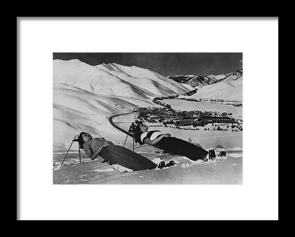 Skiing Framed Print featuring the photograph Snow Sunbathers by Keystone