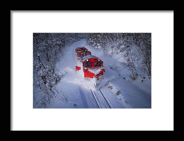 Railway Framed Print featuring the photograph Snowplow Railcar by Yutaka Kurahashi