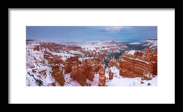 Bryce Canyon Framed Print featuring the photograph Snowstorm At Bryce Canyon by Owen Weber