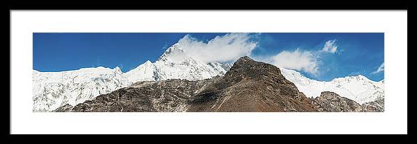 Scenics Framed Print featuring the photograph Snowy Mountain Summit Dramatic Glacier by Fotovoyager