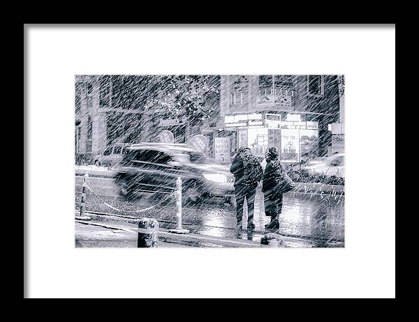  Framed Print featuring the photograph Snowy Night by Afshin Saeidinia