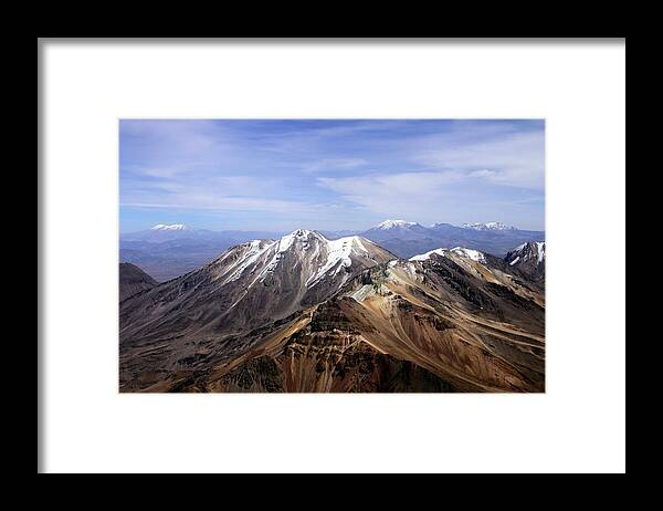 Tranquility Framed Print featuring the photograph Snowy Peaks by Marcos Granda P - Peru