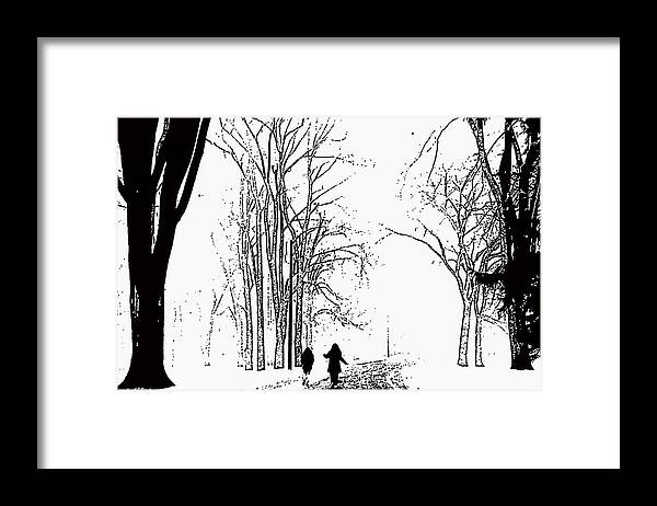 Snow Framed Print featuring the photograph Snowy Stroll by Geoff Jewett