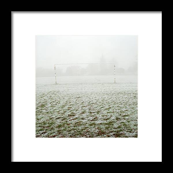 Tranquility Framed Print featuring the photograph Soccer Goal In Frosty Field by Laurie Castelli