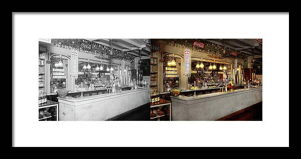 Soda Fountain Framed Print featuring the photograph Soda - We serve Lozak 1920 - Side by Side by Mike Savad