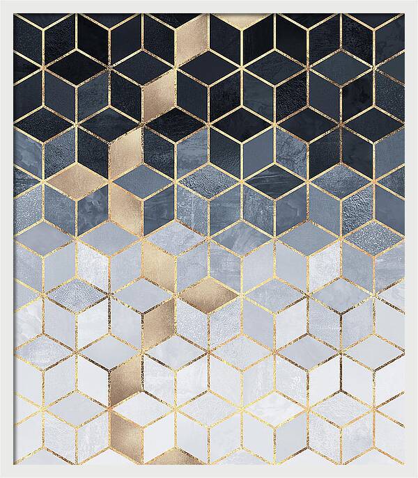 Soft Blue Gradient Cubes by Elisabeth Fredriksson