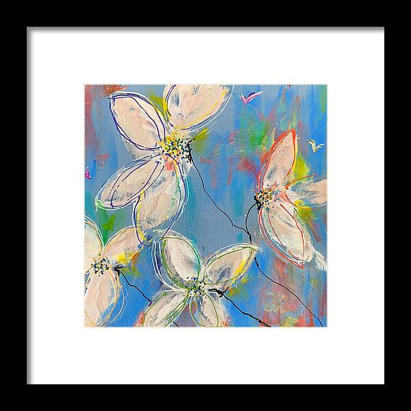 Abstract Framed Print featuring the painting Soft Dawn by Bonny Butler