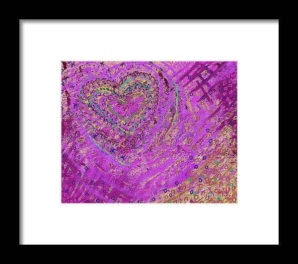 Funky Heart Art Print Framed Print featuring the digital art Soft Heart of Pink by Corinne Carroll