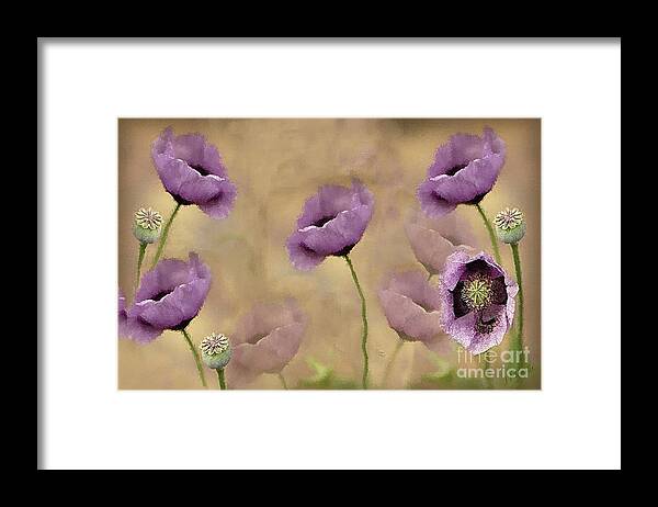 Poppy Framed Print featuring the digital art Soft Lavender Poppies by J Marielle