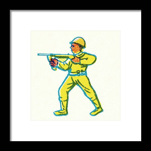 Adult Framed Print featuring the drawing Soldier Aiming a Gun by CSA Images