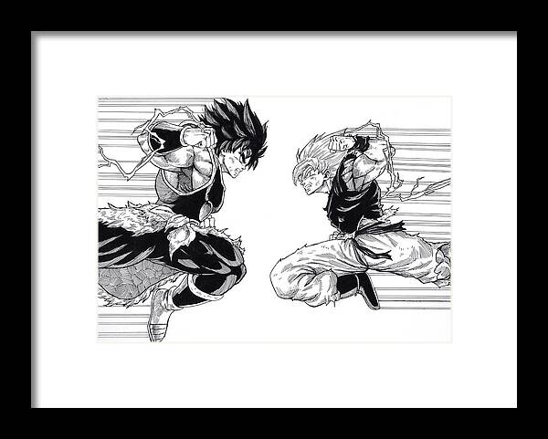 Dragon Ball Super Framed Print featuring the drawing Son Goku vs Broly by Darko B