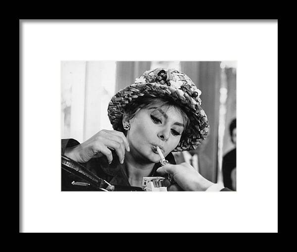 Sophia Loren Framed Print featuring the photograph Sophia Smoking by Keystone Features