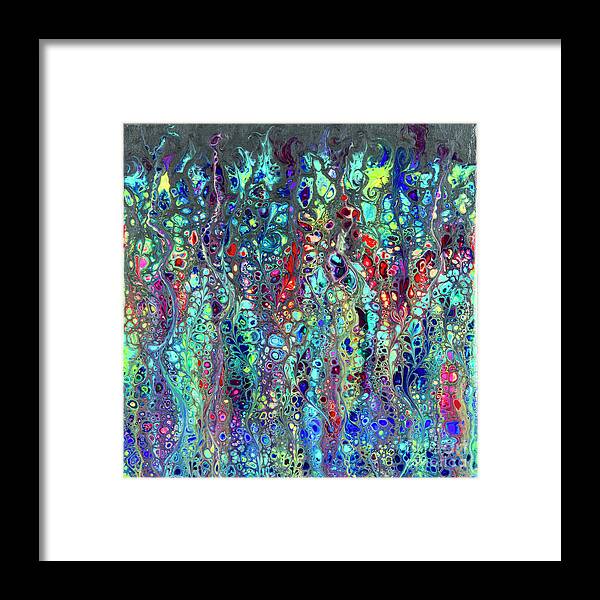 Poured Acrylics Framed Print featuring the painting Sorcerer's Garden by Lucy Arnold