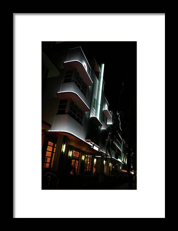 Cool Attitude Framed Print featuring the photograph South Beach At Night by Ntzolov
