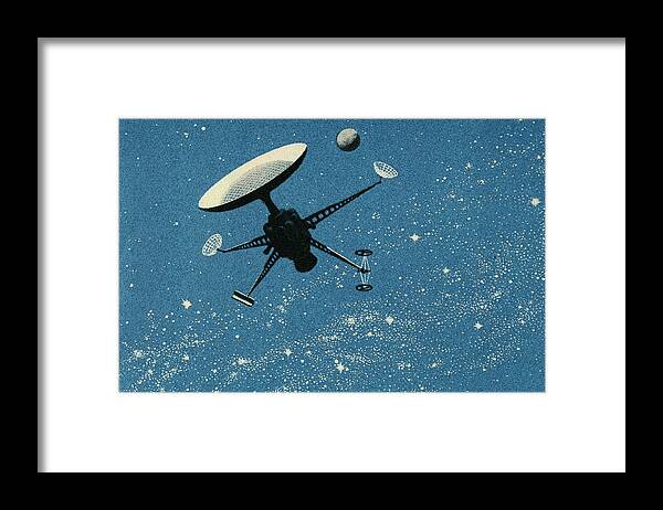 Broadcast Framed Print featuring the drawing Space Satellite by CSA Images