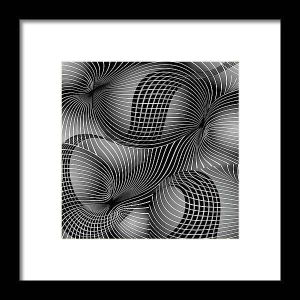 Space-time Framed Print featuring the painting Space-Time No-2, Black and White by David Arrigoni