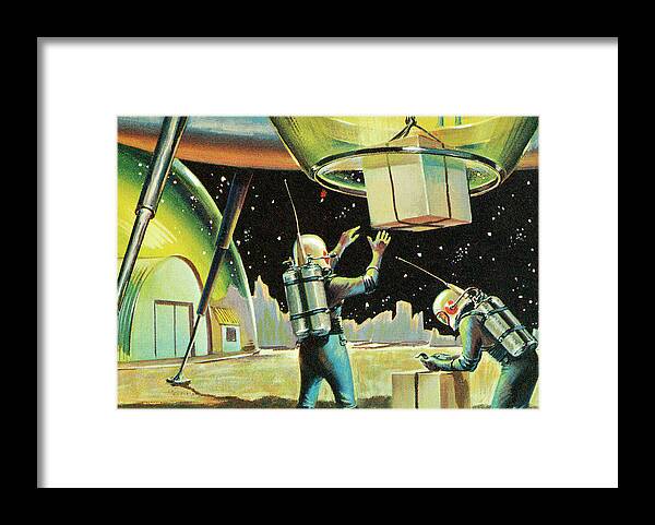 Adventure Framed Print featuring the drawing Spaceship landing by CSA Images