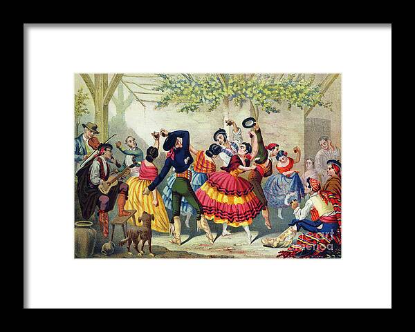 Event Framed Print featuring the drawing Spanish Dancers, Mid 19th Century by Print Collector