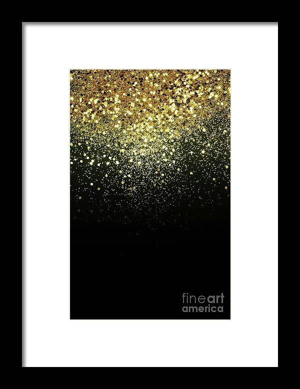 Color Framed Print featuring the photograph Sparkling Gold Glitter Glam #1 #shiny #decor #art by Anitas and Bellas Art
