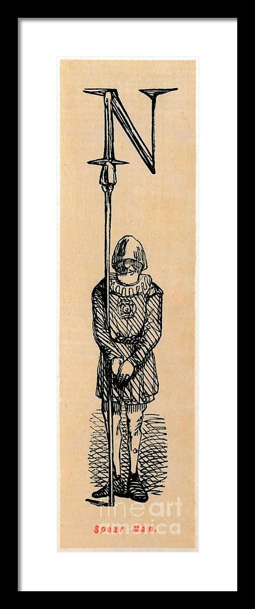 Panoramic Framed Print featuring the drawing Spear Man by Print Collector