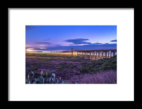  Jolla Ca Framed Print featuring the photograph Speeding Down the tracks under the Road by Local Snaps Photography