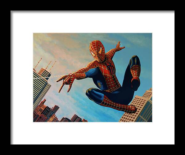 Spiderman Framed Print featuring the painting Spiderman 3 Painting by Paul Meijering