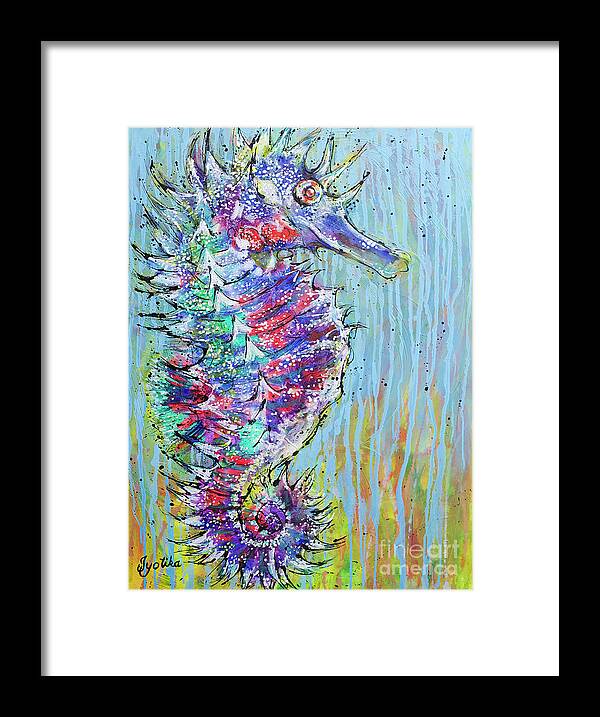 Seahorse Framed Print featuring the painting Spiny Seahorse by Jyotika Shroff