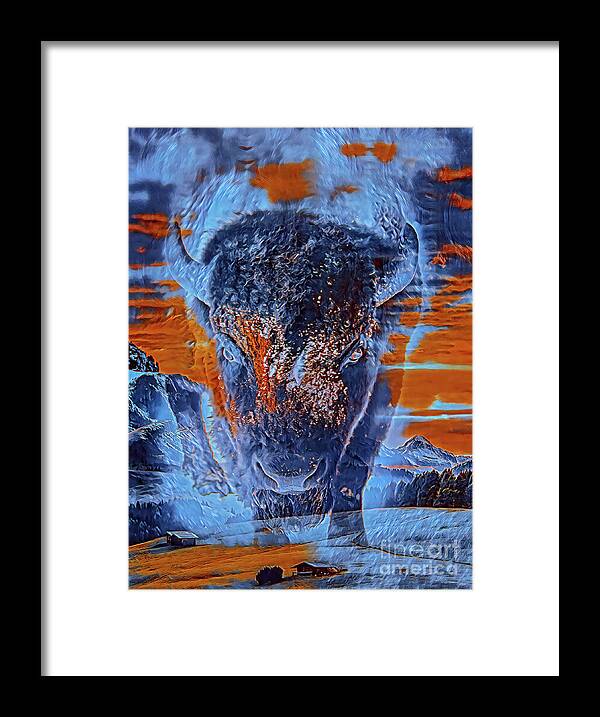 Buffalo Framed Print featuring the mixed media Spirit Of The Buffalo by DB Hayes