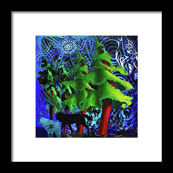 Spirit Wolves Framed Print featuring the painting Spirit Wolves by Murray Henderson Fine Art