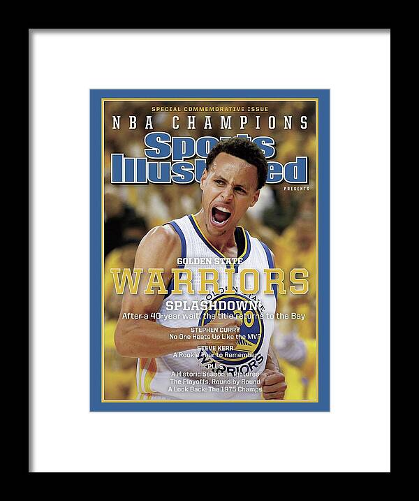 Playoffs Framed Print featuring the photograph Splashdown Golden State Warriors 2015 Nba Champions Sports Illustrated Cover by Sports Illustrated