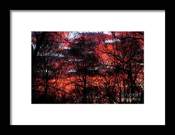 Red Sky Framed Print featuring the digital art Splintered Sunlight by Xine Segalas