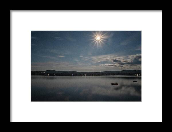 Spofford Lake New Hampshire Framed Print featuring the photograph Spofford Moon Burst by Tom Singleton