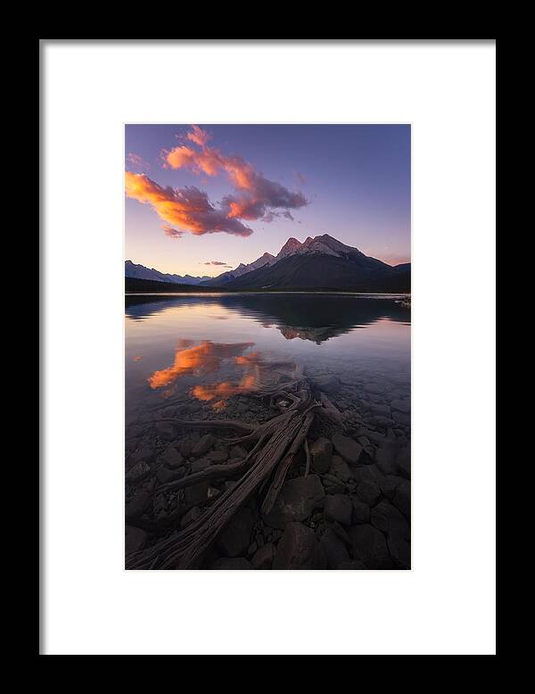 Cloud Framed Print featuring the photograph Spray Lake by Yongnan Li ?????