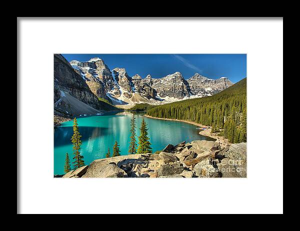Moraine Lake Framed Print featuring the photograph Spring Afternoon At Moraine Lake by Adam Jewell