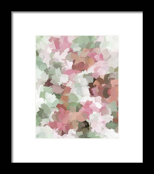 Sage Mint Green Fuchsia Blush Pink Salmon Framed Print featuring the painting Spring Flurry by Rachel Elise