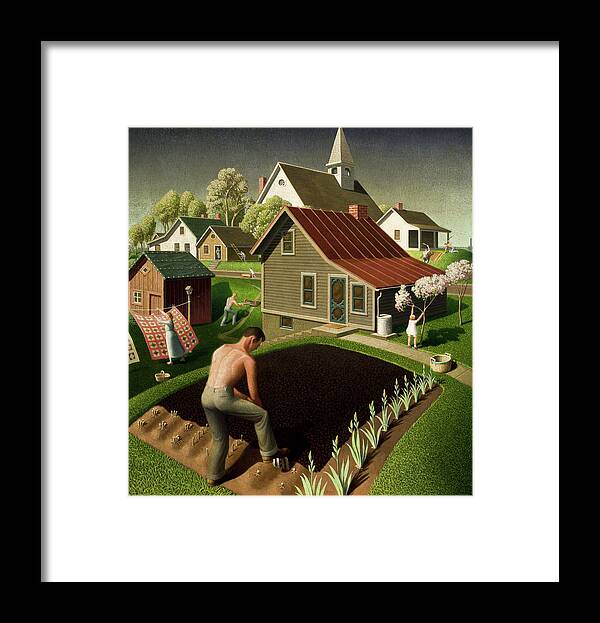 Grant Wood Framed Print featuring the painting Spring in Town, 1941 by Grant Wood