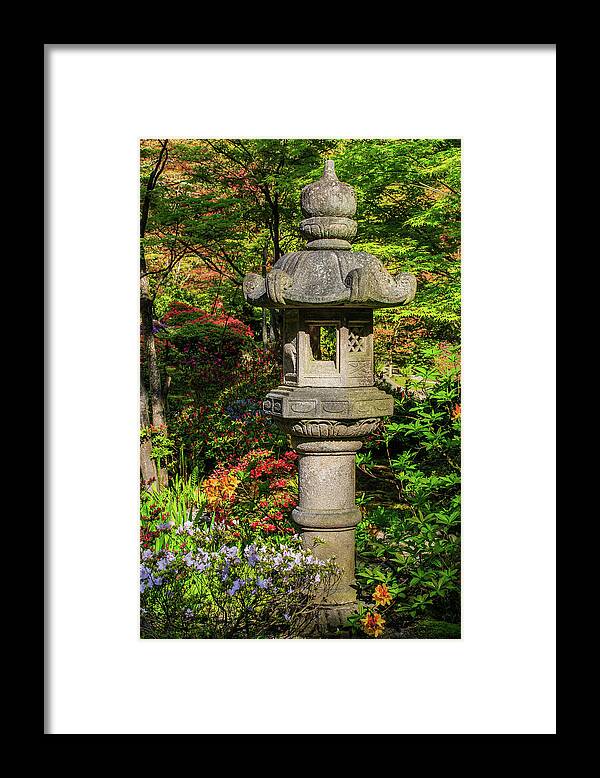 Japanese Garden Framed Print featuring the photograph Spring Lantern by Briand Sanderson