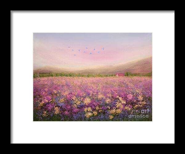 Spring Framed Print featuring the painting Spring Meadow by Yoonhee Ko