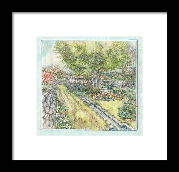 Spring Picnic Framed Print featuring the painting Spring Picnic by Kim Jacobs