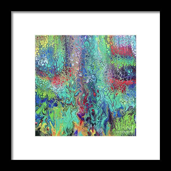 Poured Acrylic Framed Print featuring the painting Spring Rush by Lucy Arnold