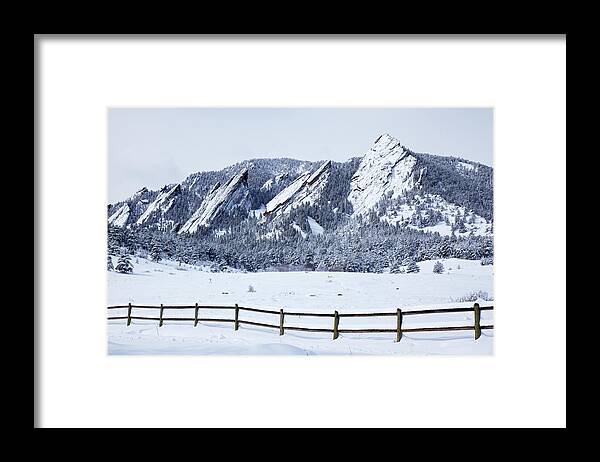 Scenics Framed Print featuring the photograph Spring Snow On Flatirons by Beklaus