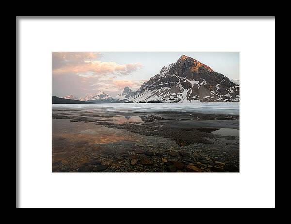 Bow Lake Framed Print featuring the photograph Spring Thaw at Bow Lake by Matt Hammerstein